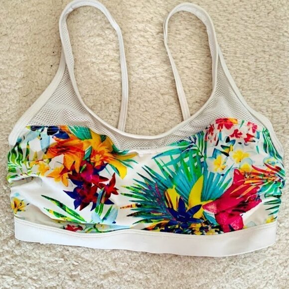 Athleta Island Tropical Floral Mesh Sports Workout Gym Bra - Picture 10 of 10